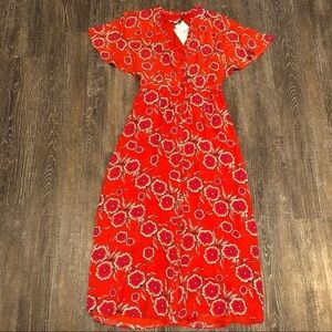 NWT Whistles London Ella Button Floral Midi Dress